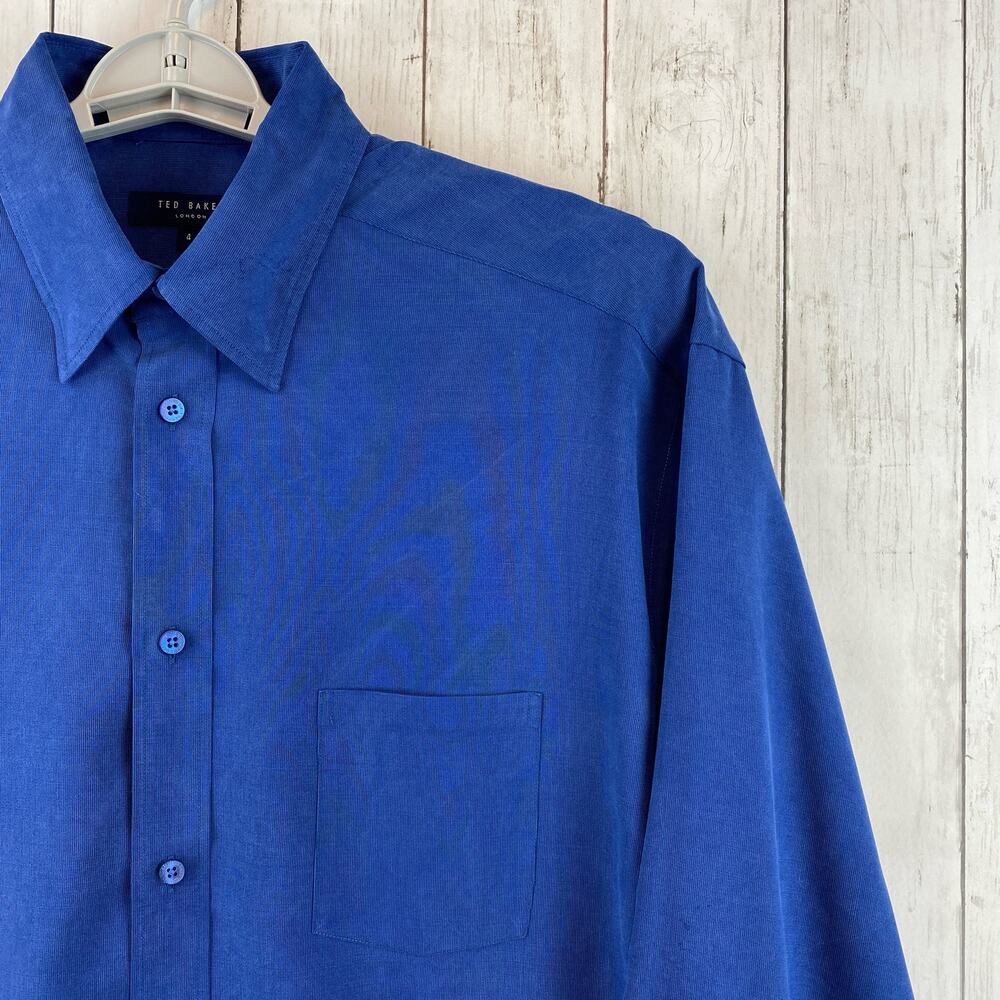 Ted Baker London Blue Long Sleeve Chest Pocket Button-Down Shirt Size Large/4 - Picture 2 of 12